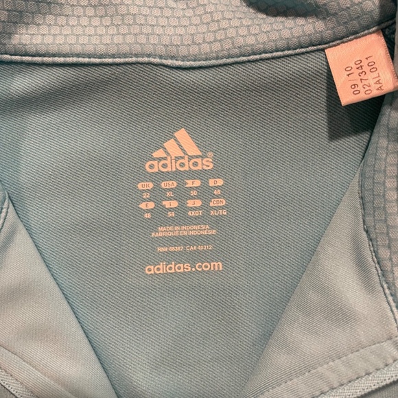 Adidas XL Light Blue Long Sleeve Quarter Zip Fitted Athletic Jacket - Picture 7 of 10